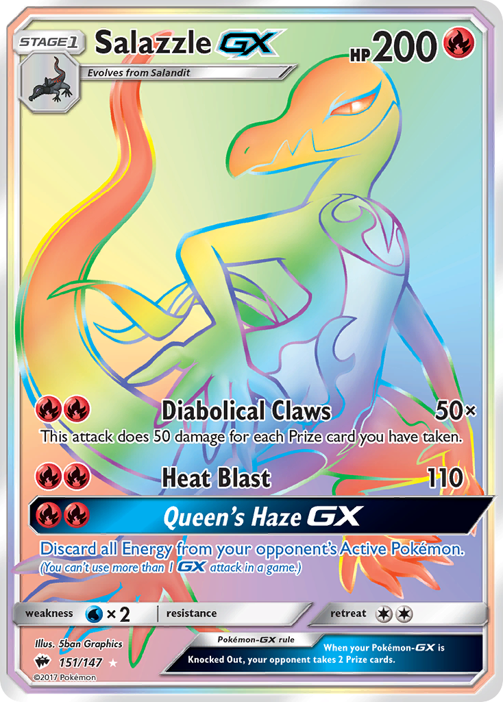 Salazzle-GX sm3-151 Rare Rainbow from Burning Shadows Set