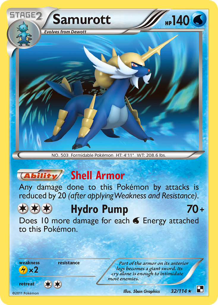 Samurott bw1-32 Rare Holo from Black & White Set