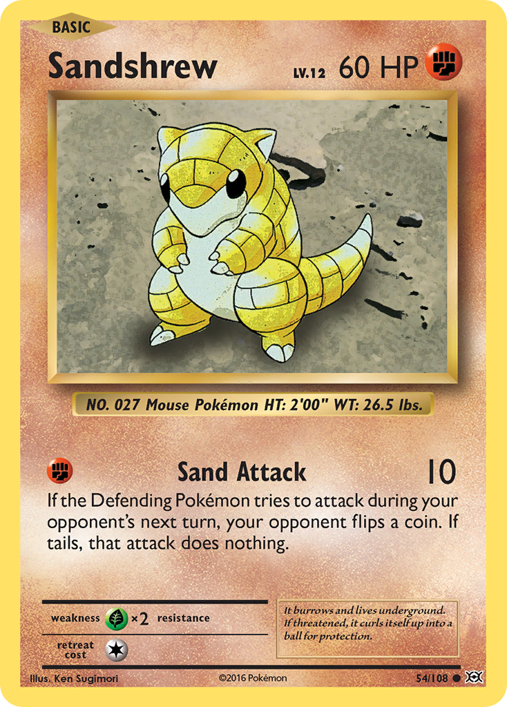 Sandshrew xy12-54 Common from Evolutions Set