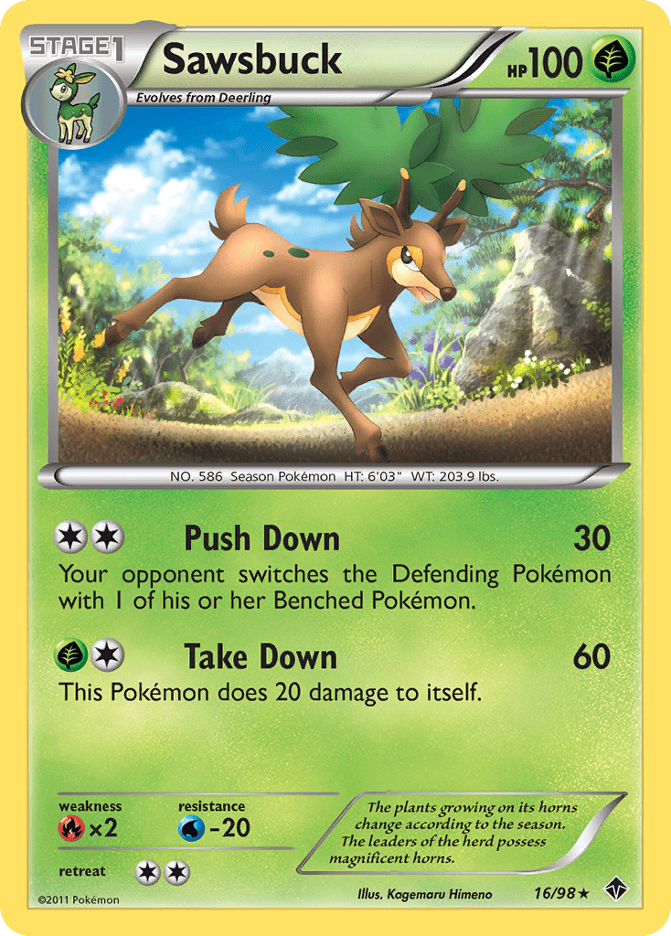 Sawsbuck bw2-16 Rare from Emerging Powers Set