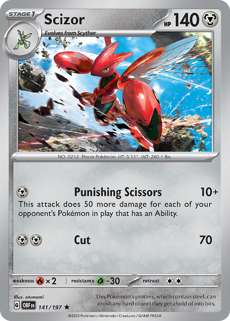 Scizor sv3-141 Rare from Obsidian Flames Set