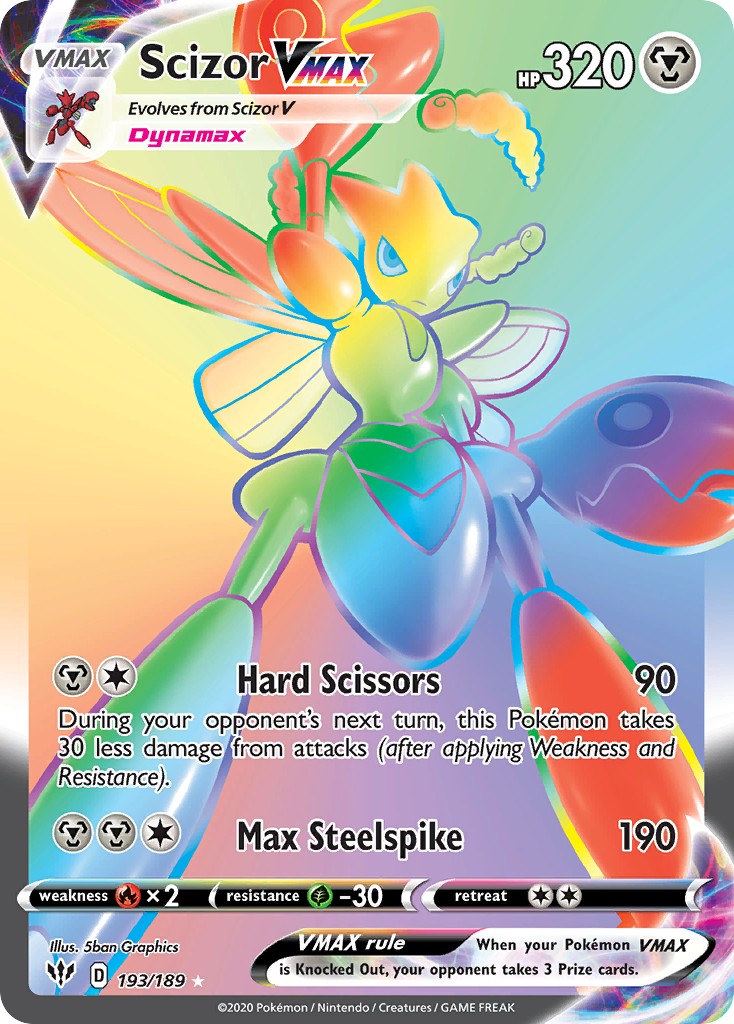 Scizor VMAX swsh3-193 Rare Rainbow from Darkness Ablaze Set