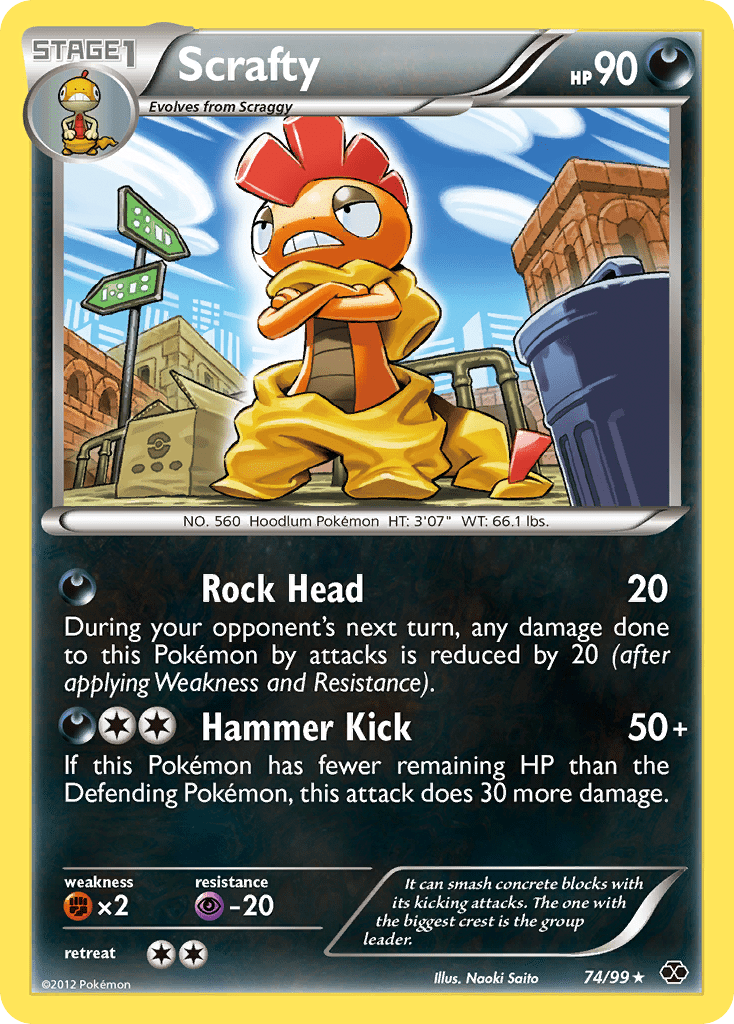 Scrafty bw4-74 Rare Holo from Next Destinies Set