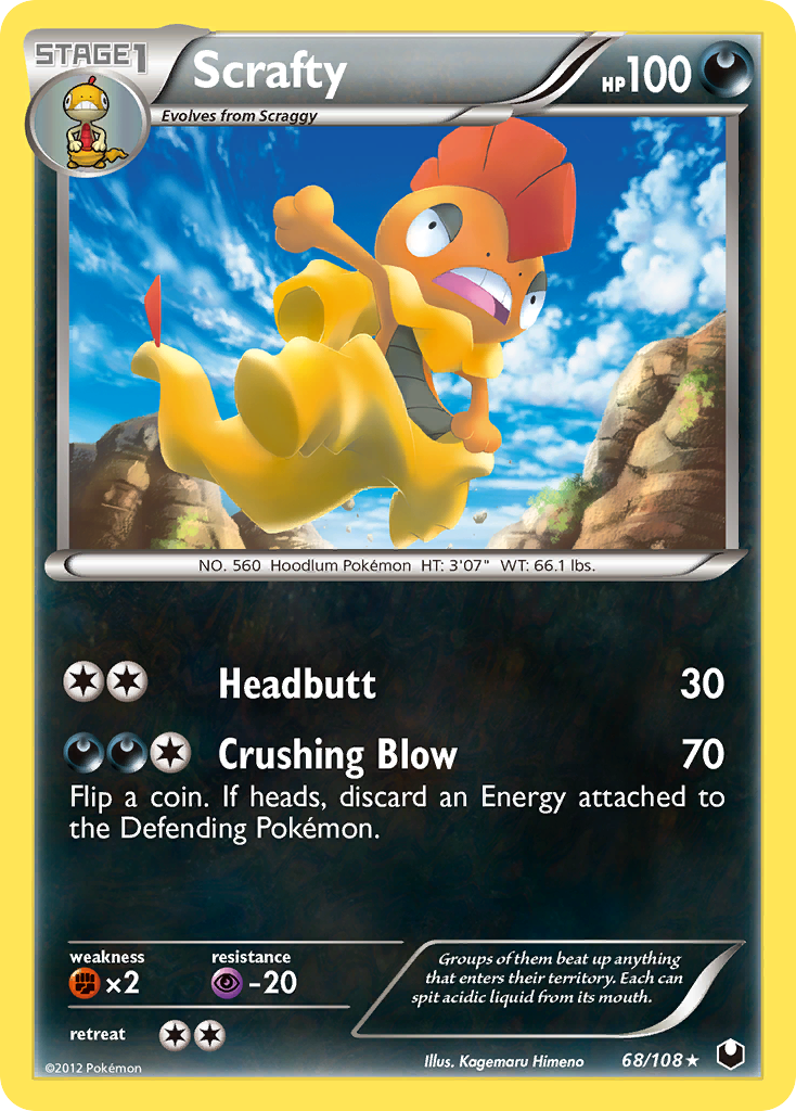 Scrafty bw5-68 Rare from Dark Explorers Set