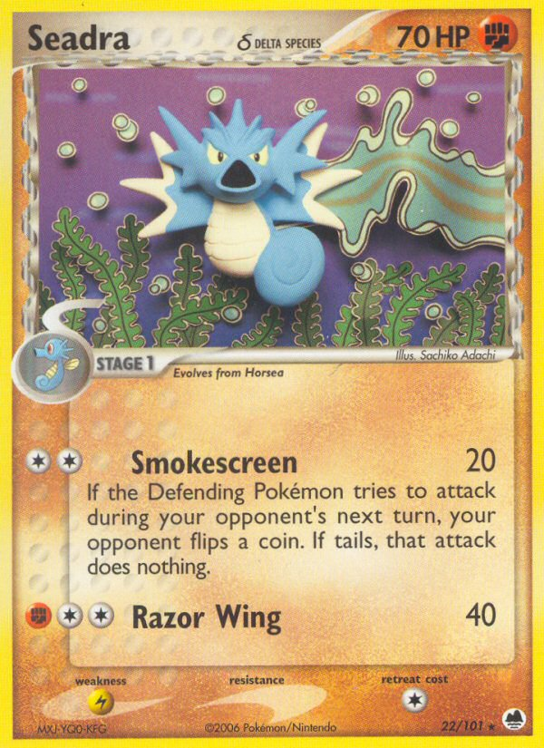 Seadra δ ex15-22 Rare from Dragon Frontiers Set