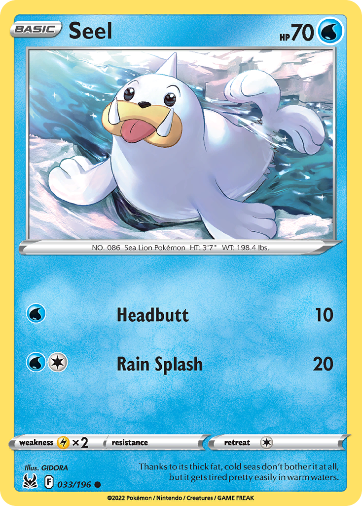 Seel swsh11-33 Common from Lost Origin Set