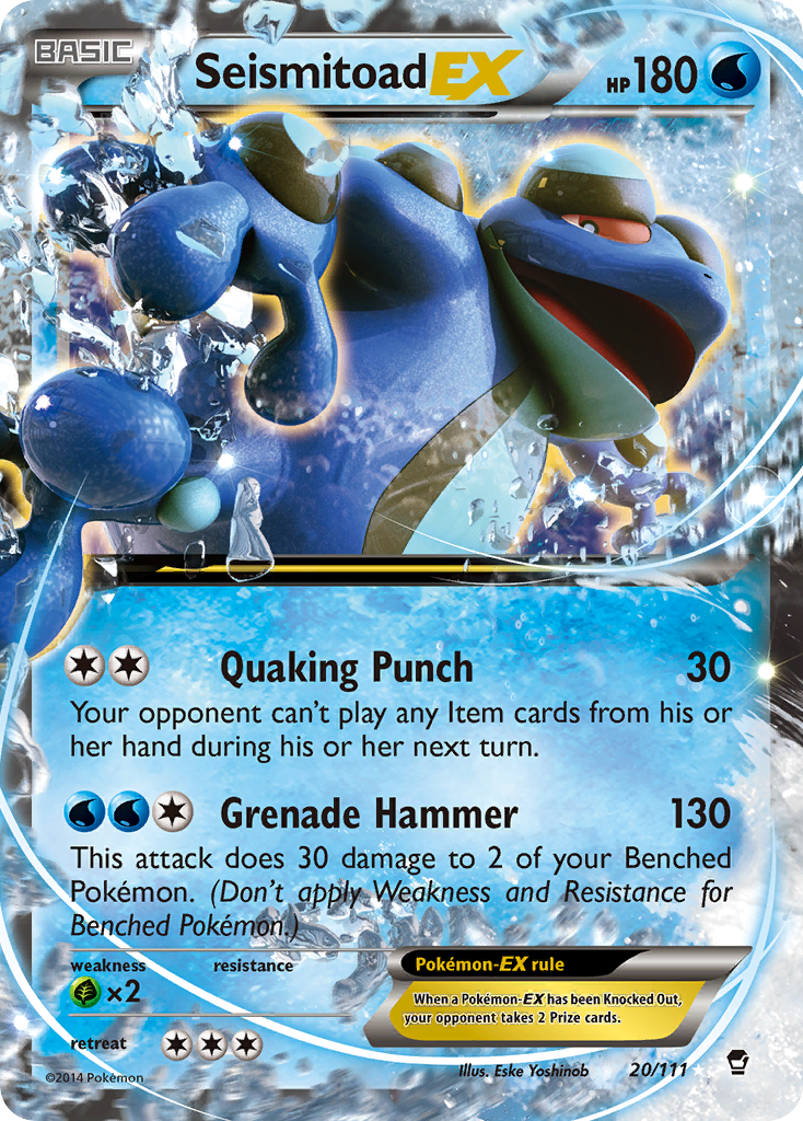 Seismitoad-EX xy3-20 Rare Holo EX from Furious Fists Set