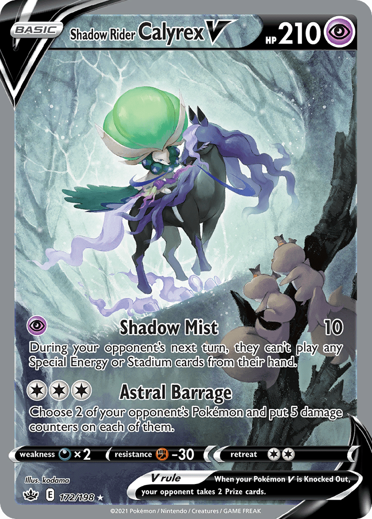 Shadow Rider Calyrex V swsh6-172 Rare Ultra from Chilling Reign Set