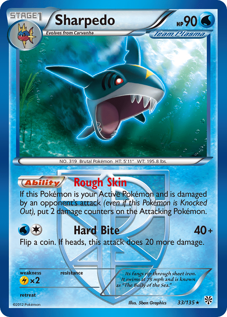 Sharpedo bw8-33 Rare from Plasma Storm Set