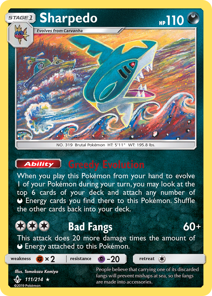 Sharpedo sm10-111 Rare from Unbroken Bonds Set