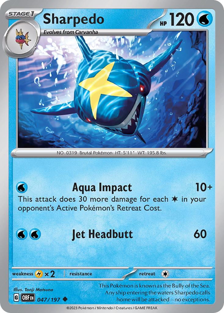 Sharpedo sv3-47 Uncommon from Obsidian Flames Set