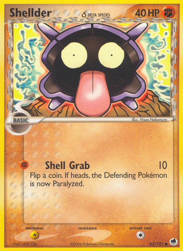 Shellder δ ex15-63 Common from Dragon Frontiers Set