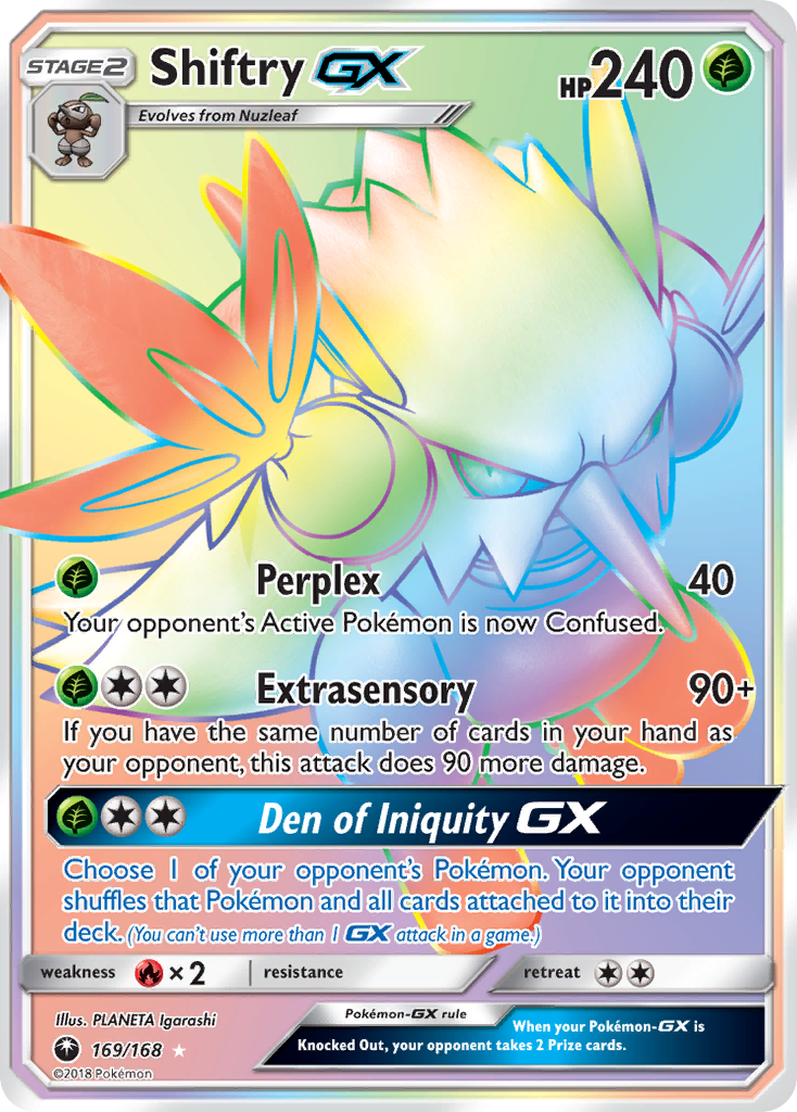 Shiftry-GX sm7-169 Rare Rainbow from Celestial Storm Set