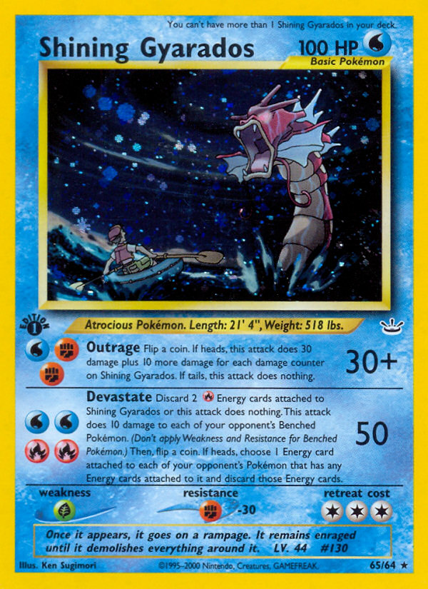 Shining Gyarados neo3-65 Rare Shining from Neo Revelation Set