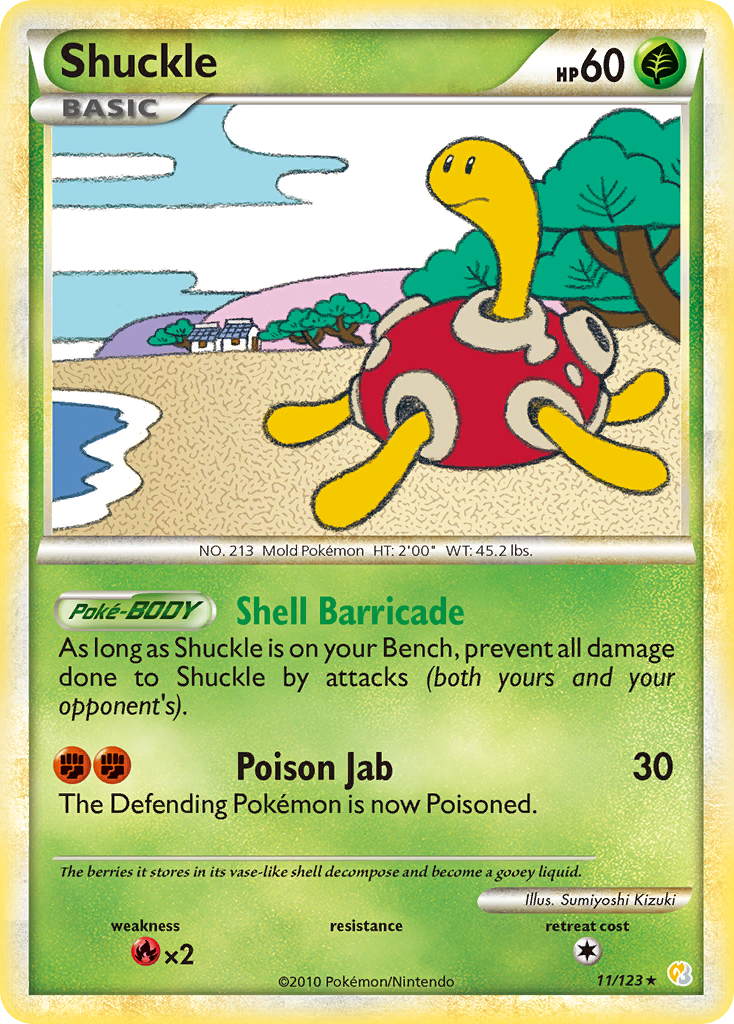 Shuckle hgss1-11 Rare Holo from HeartGold & SoulSilver Set