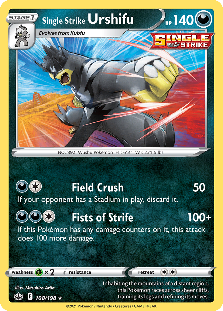 Single Strike Urshifu swsh6-108 Rare Holo from Chilling Reign Set