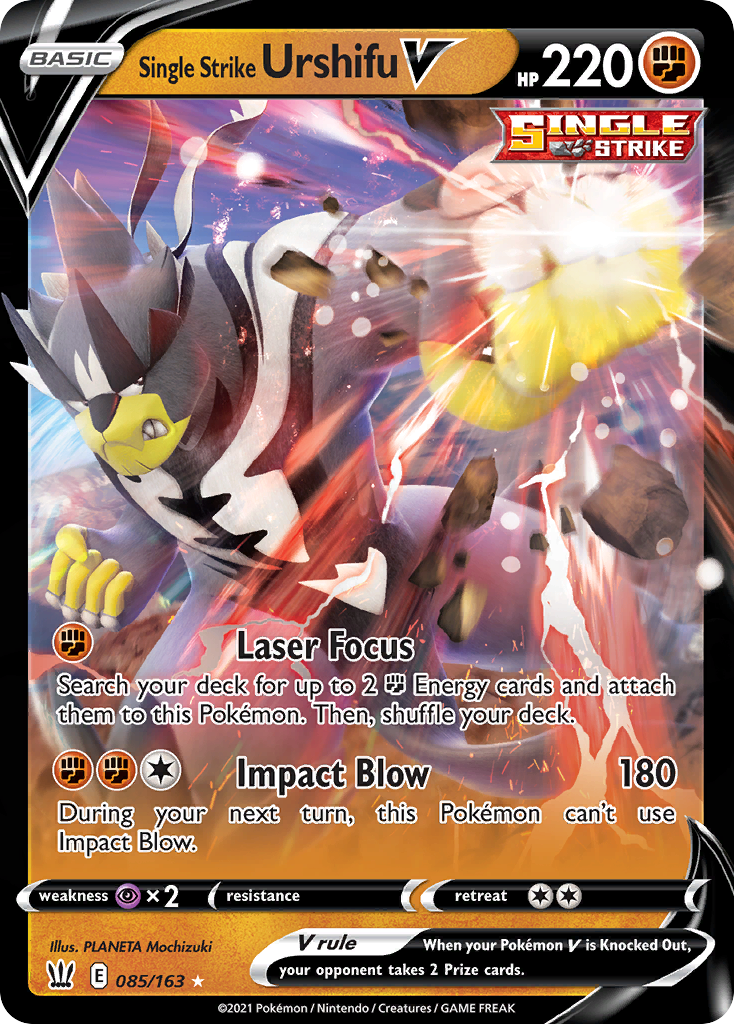 Single Strike Urshifu V swsh5-85 Rare Holo V from Battle Styles Set