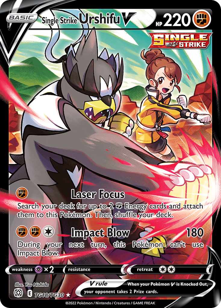 Single Strike Urshifu V swsh9tg-TG18 Rare Holo V from Brilliant Stars Trainer Gallery Set
