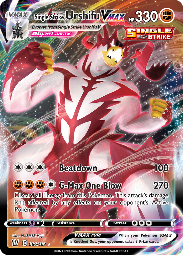 Single Strike Urshifu VMAX swsh5-86 Rare Holo VMAX from Battle Styles Set