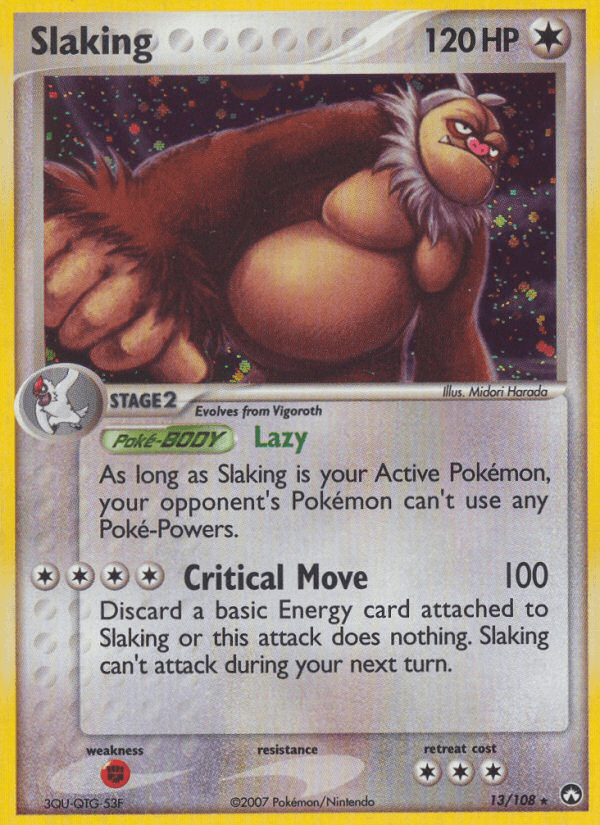Slaking ex16-13 Rare Holo from Power Keepers Set