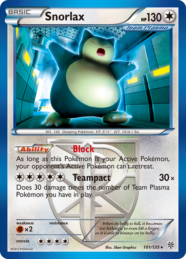 Snorlax bw8-101 Rare from Plasma Storm Set