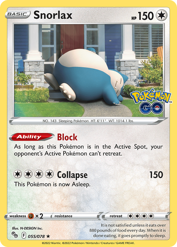 Snorlax pgo-55 Rare Holo from Pokémon GO Set
