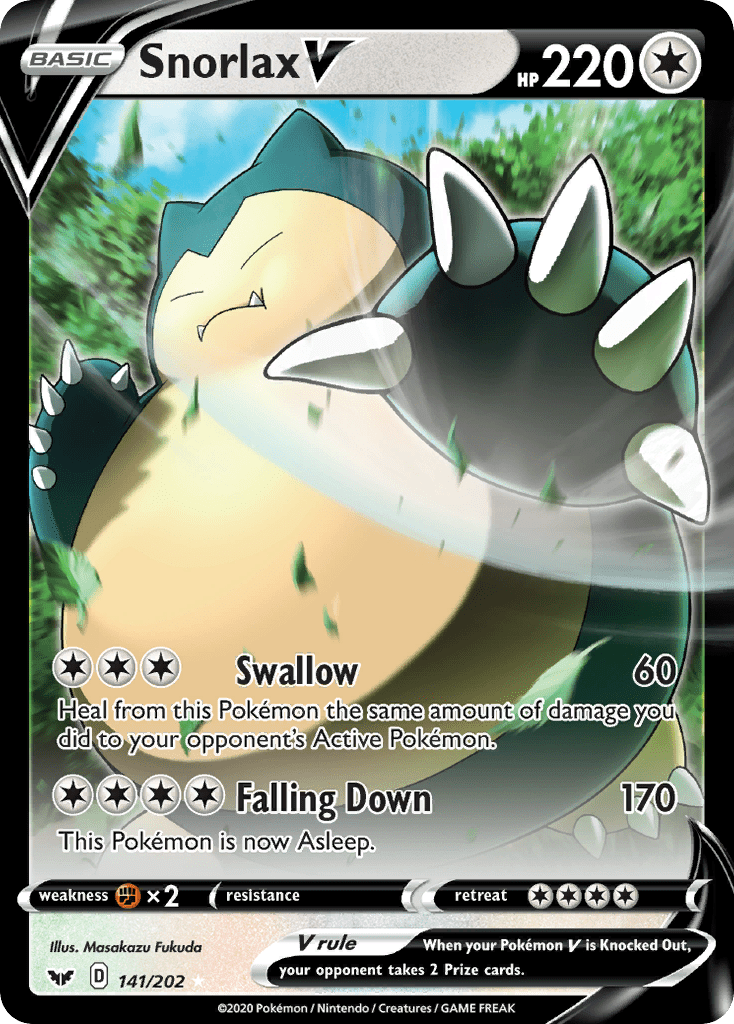 Snorlax V swsh1-141 Rare Holo V from Sword & Shield Set