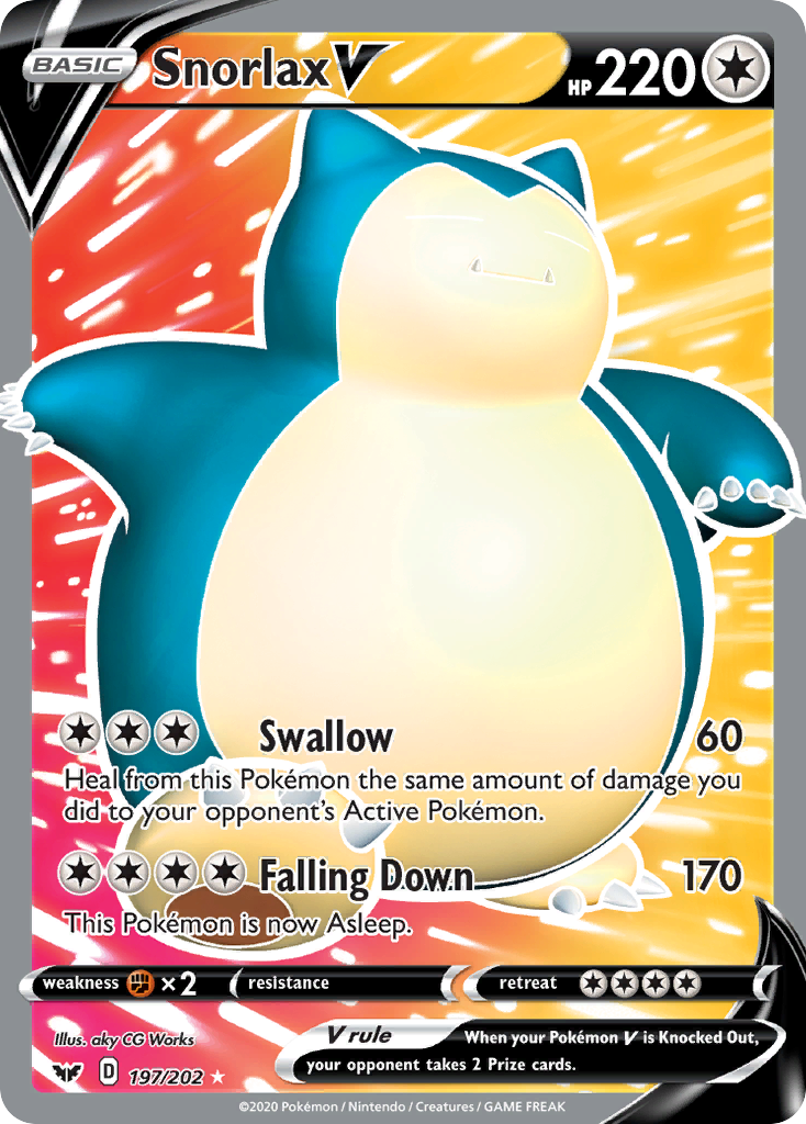 Snorlax V swsh1-197 Rare Ultra from Sword & Shield Set