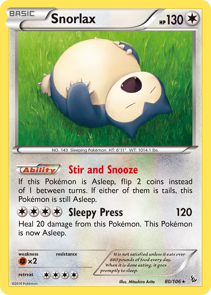 Snorlax xy2-80 Rare from Flashfire Set