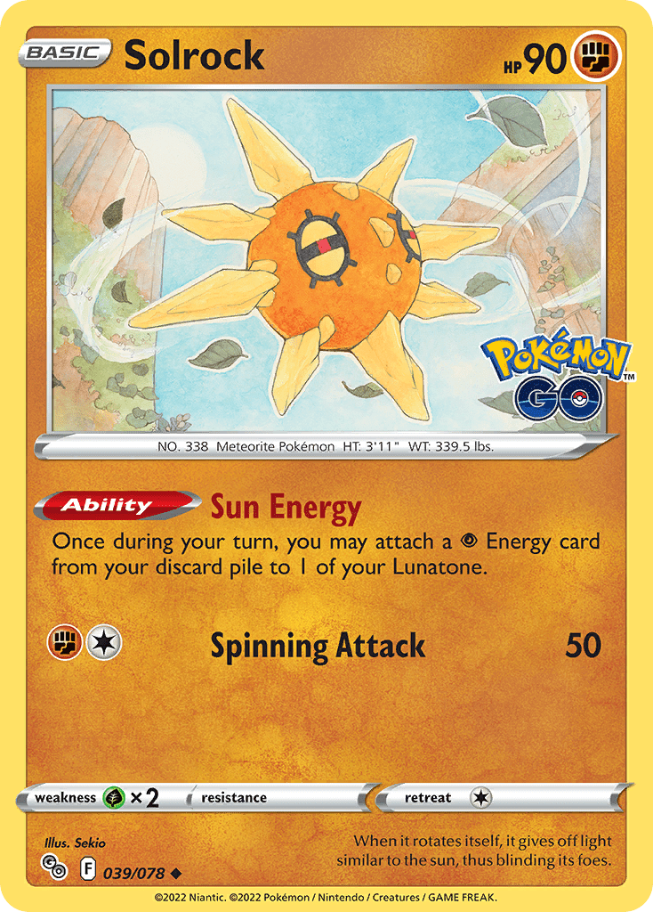 Solrock pgo-39 Uncommon from Pokémon GO Set