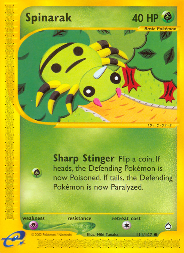 Spinarak ecard2-111 Common from Aquapolis Set