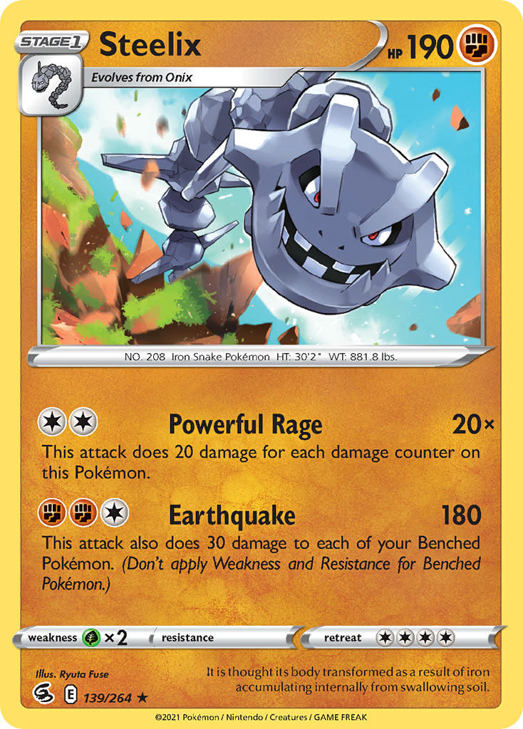 Steelix swsh8-139 Rare Holo from Fusion Strike Set
