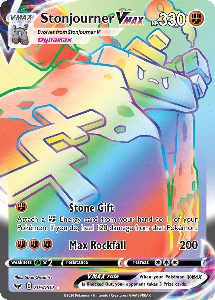 Stonjourner VMAX swsh1-205 Rare Rainbow from Sword & Shield Set
