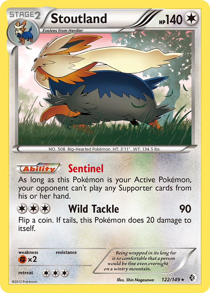 Stoutland bw7-122 Rare Holo from Boundaries Crossed Set