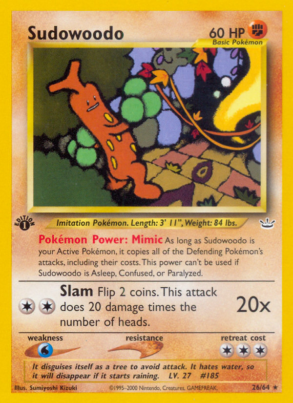 Sudowoodo neo3-26 Rare from Neo Revelation Set