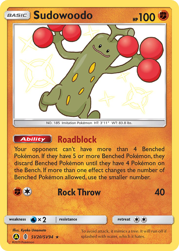 Sudowoodo sma-SV20 Rare Shiny from Hidden Fates Shiny Vault Set