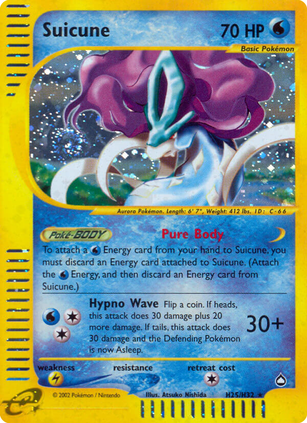 Suicune ecard2-H25 Rare Holo from Aquapolis Set