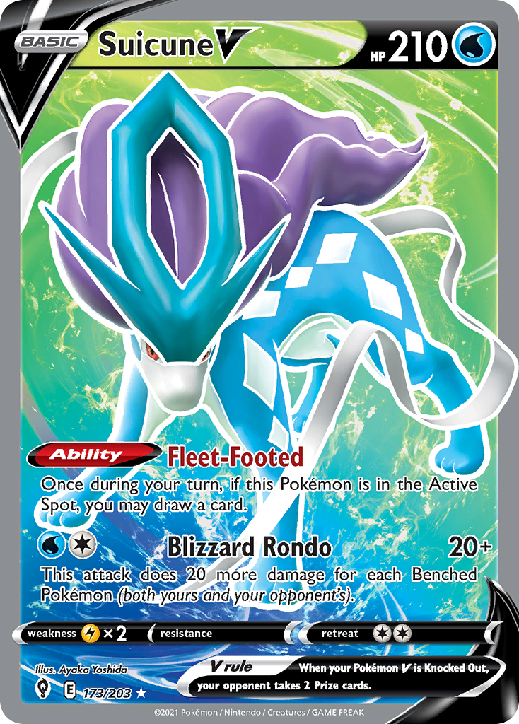 Suicune V swsh7-173 Rare Ultra from Evolving Skies Set