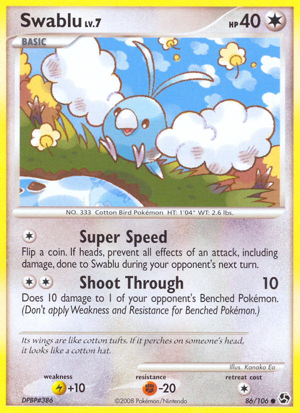 Swablu dp4-86 Common from Great Encounters Set