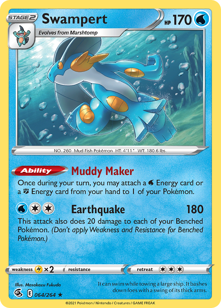 Swampert swsh8-64 Rare Holo from Fusion Strike Set