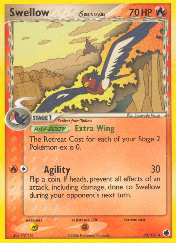 Swellow δ ex15-40 Uncommon from Dragon Frontiers Set