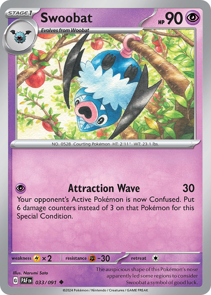 Swoobat sv4pt5-33 Uncommon from Paldean Fates Set