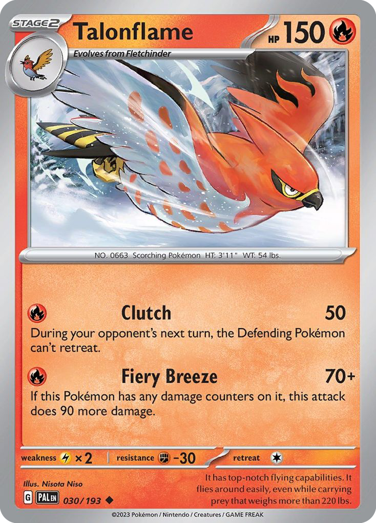 Talonflame sv2-30 Uncommon from Paldea Evolved Set