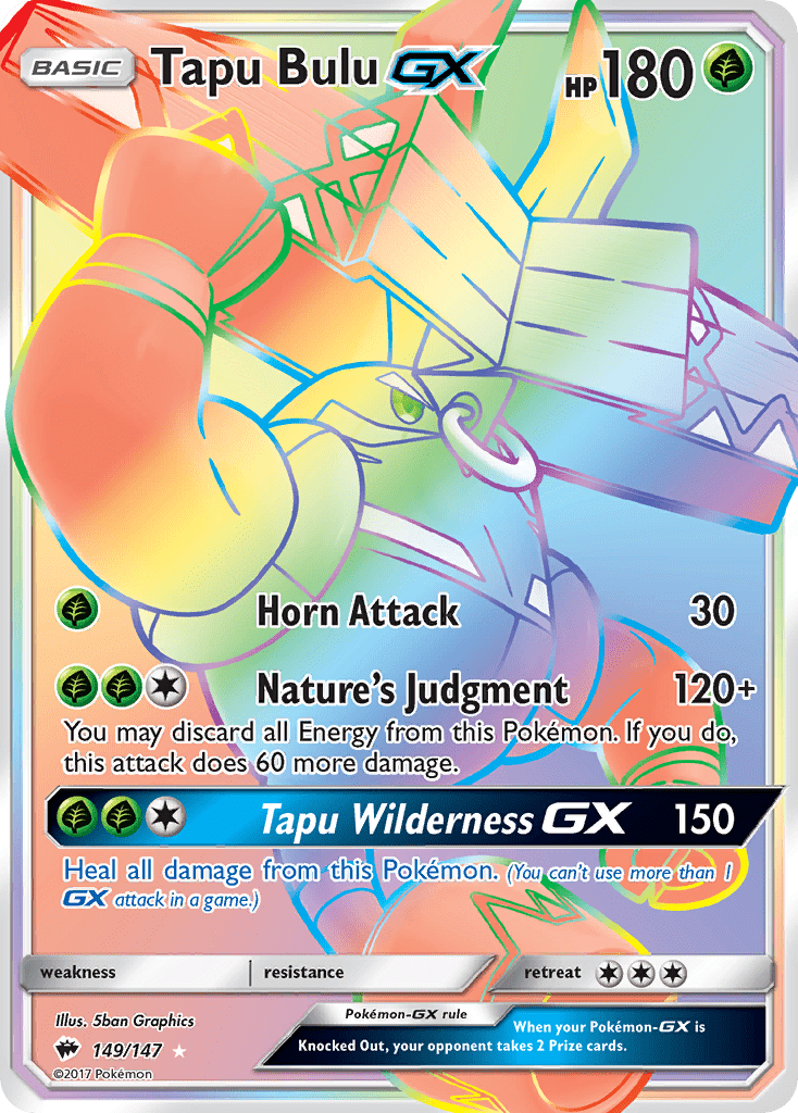 Tapu Bulu-GX sm3-149 Rare Rainbow from Burning Shadows Set