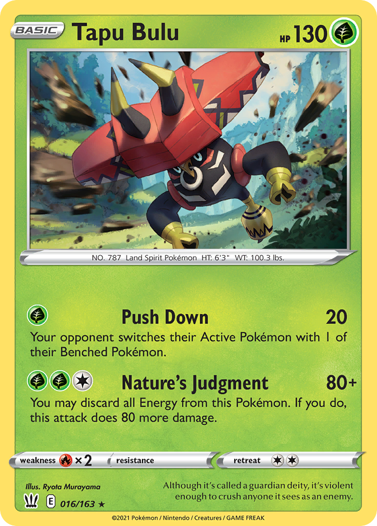Tapu Bulu swsh5-16 Rare Holo from Battle Styles Set