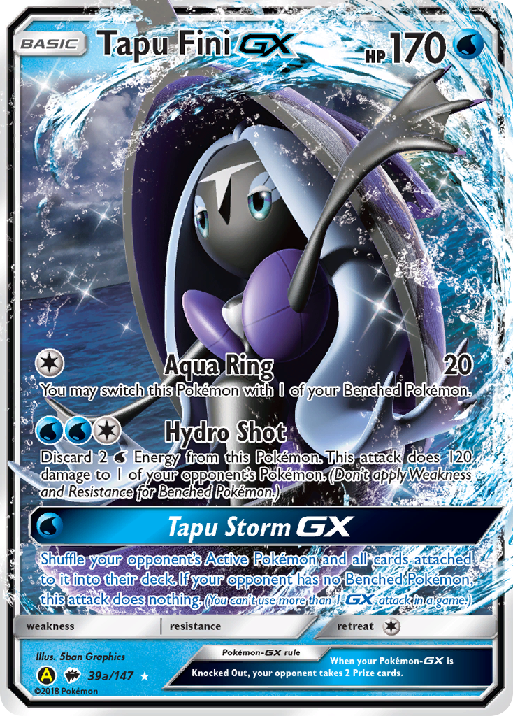 Tapu Fini-GX sm3-39a Rare Holo GX from Burning Shadows Set