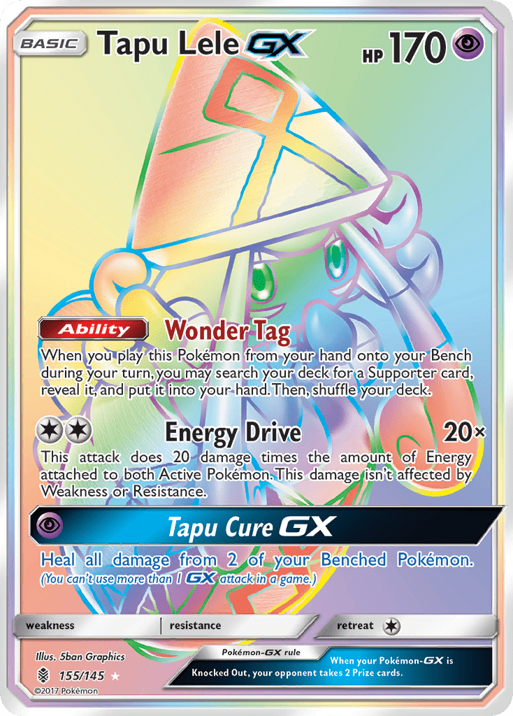 Tapu Lele-GX sm2-155 Rare Rainbow from Guardians Rising Set