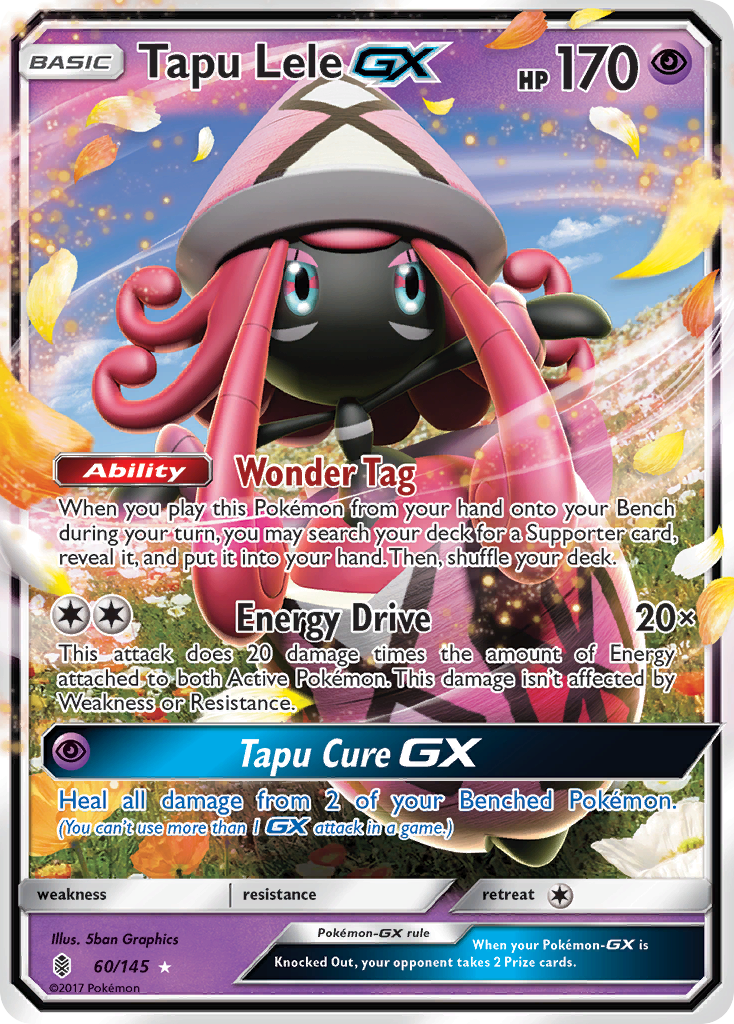 Tapu Lele-GX sm2-60 Rare Holo GX from Guardians Rising Set