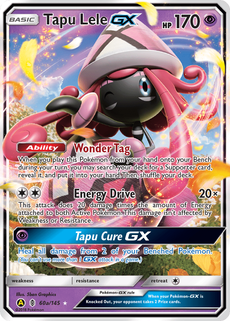 Tapu Lele-GX sm2-60a Rare Holo GX from Guardians Rising Set