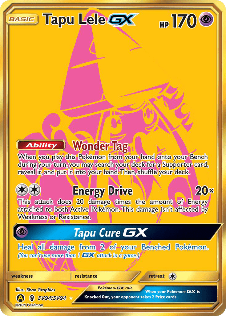 Tapu Lele-GX sma-SV94 Rare Secret from Hidden Fates Shiny Vault Set